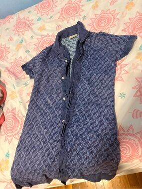 Kith Blue Geometric Logo Short Sleeve Shirt